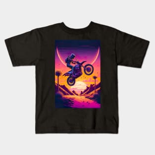 Cyber Future Dirt Bike With Neon Colors Kids T-Shirt